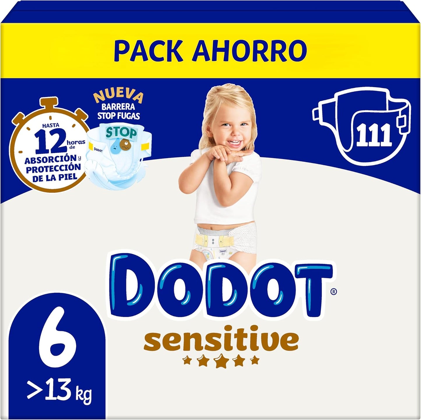 Dodot Pañales Bebé Sensitive Talla 1 (2-5 kg), 174 Pañales + 1 Pack de 40 Toallitas Gratis de Aqua Plastic Free, Nº1 en Protección de la Piel de Dodot, Pack Mensual